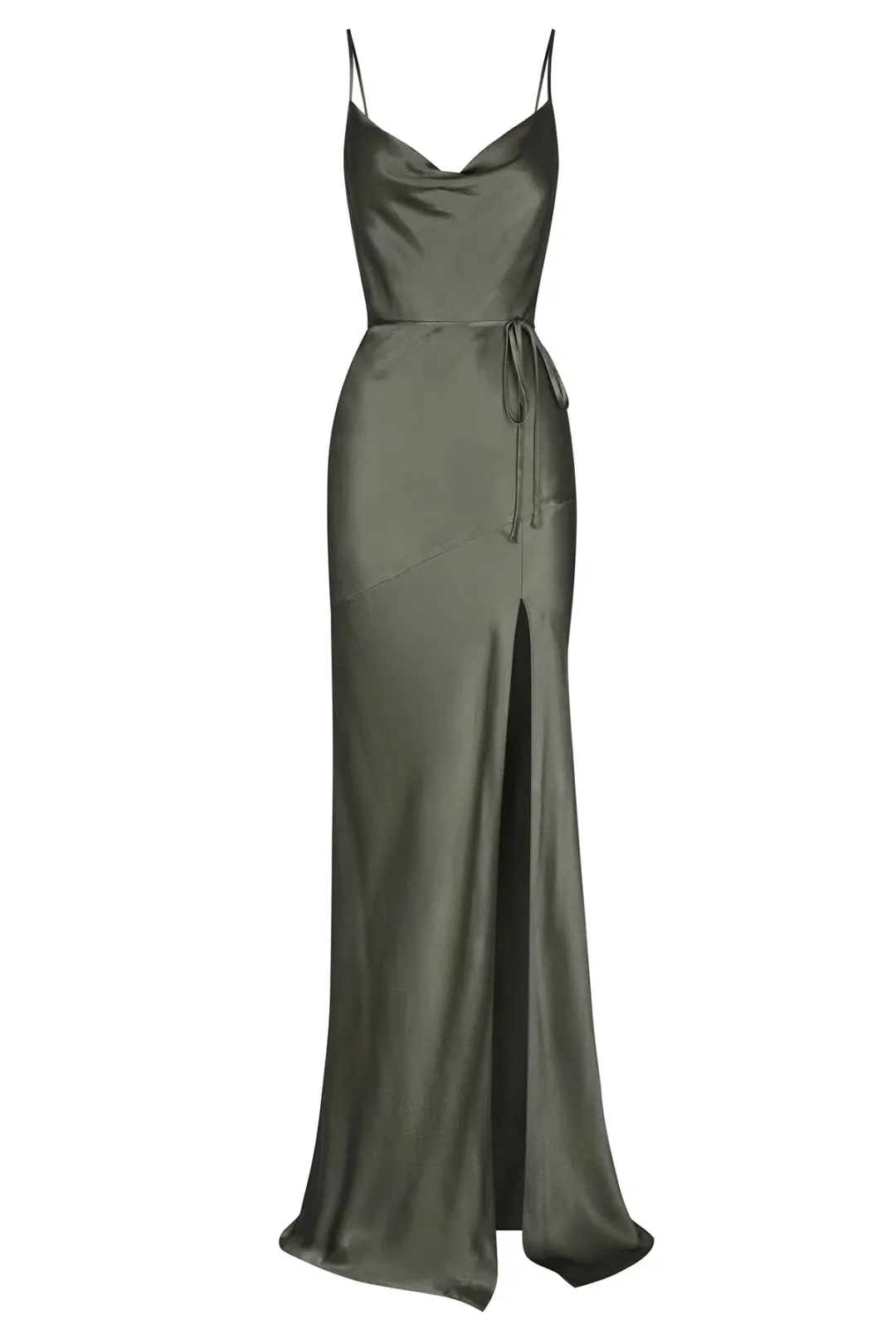 Shona Joy La Lune Bias Cowl Maxi Dress In Olive Size 8 for rent on The Volte - main image