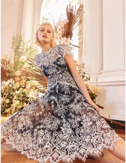 Moss and Spy Natalie Dress in Midnight White Size 12 for rent on The Volte - image 1