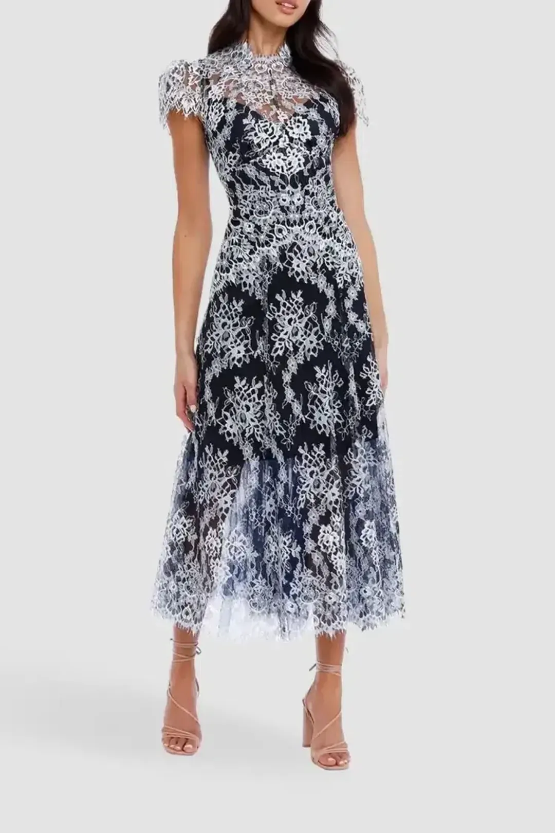 Moss and Spy Natalie Dress in Midnight White Size 16 for rent on The Volte - main image