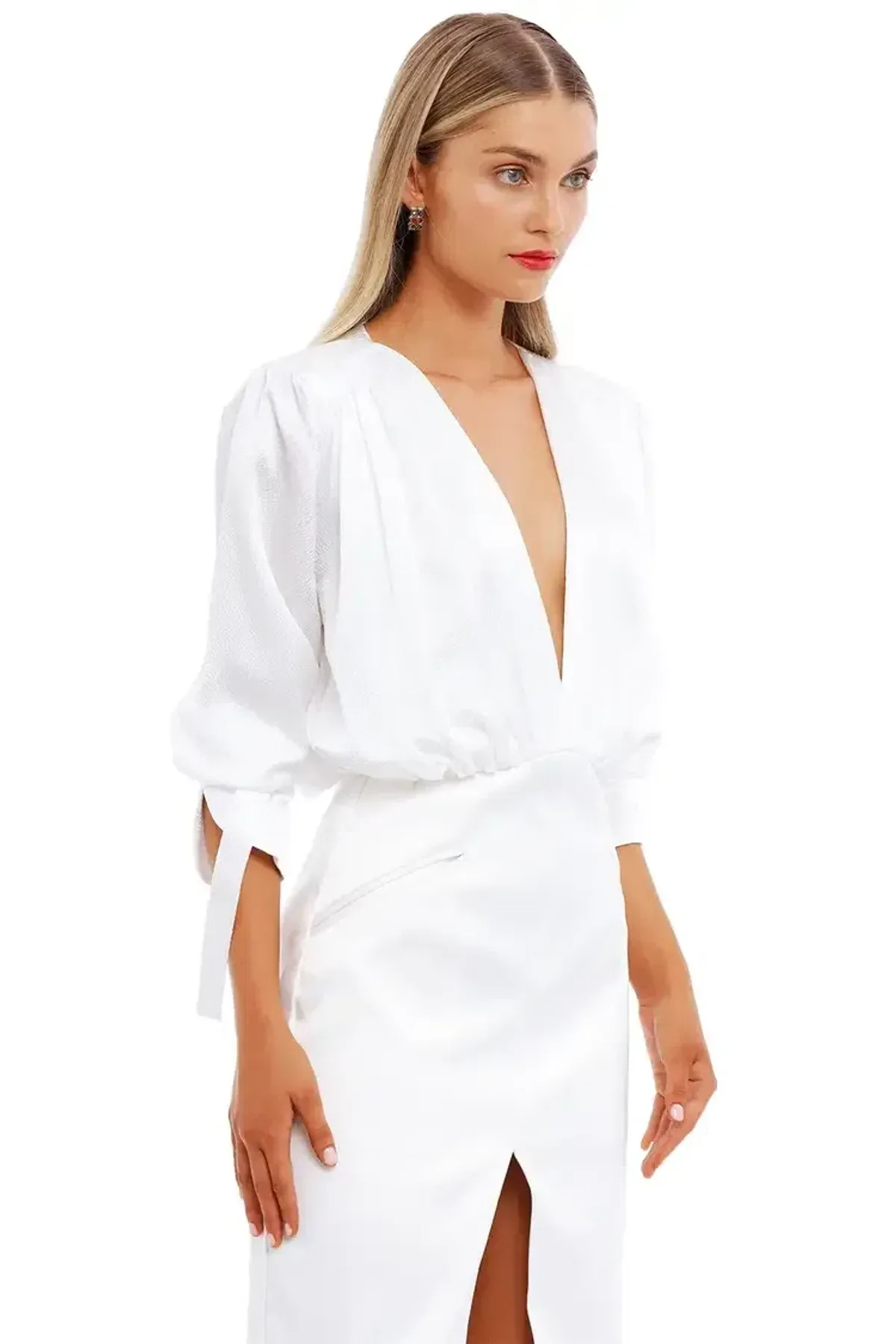 Nicola Finetti Arida Low Plunge Dress White Size 8 - Image 6