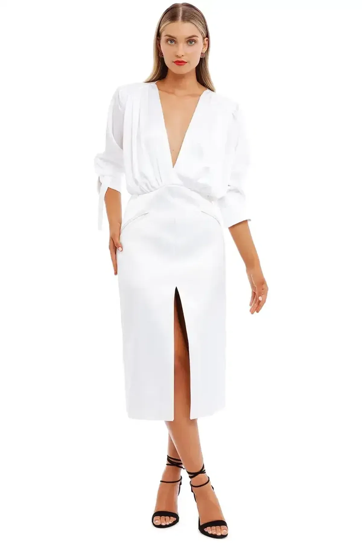 Nicola Finetti Arida Low Plunge Dress White Size 8 - Image 2