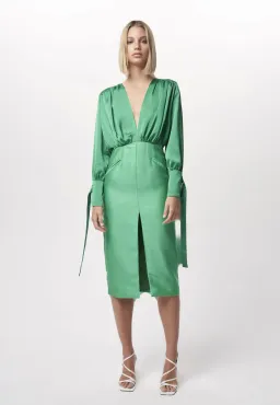 Nicola Finetti Arida Low Plunge Dress in Green Size 10 for rent on The Volte - image 1