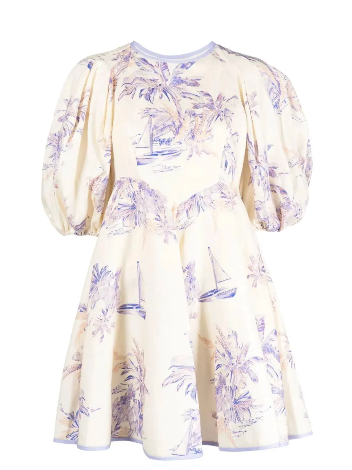 Zimmermann Puff-Sleeve Linen Mini Dress Size 8 for rent on The Volte - main image