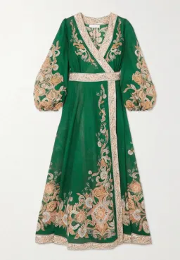 Zimmermann Devi Wrap Midi Dress in Emerald Paisley Size 1 / AU 10 for rent on The Volte - image 3