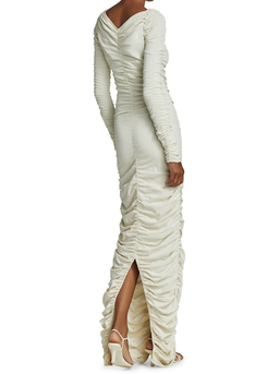 Khaite Lana Ruched Dress Ivory Size 8 for rent on The Volte - image 4