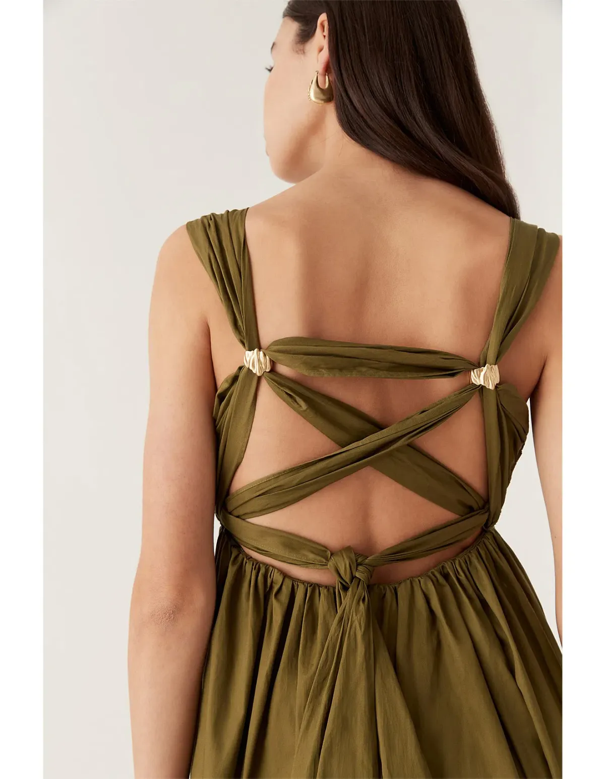 Aje Nova Tie Back Midi Dress Green Size 10 - Image 4