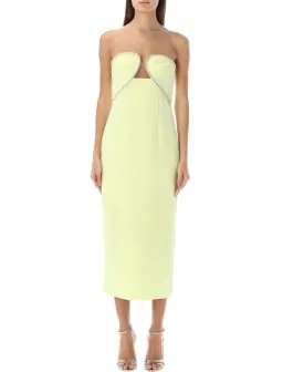 Self- Portrait Diamanté Trim Midi Dress Lime Green Size 8 for rent on The Volte - image 1