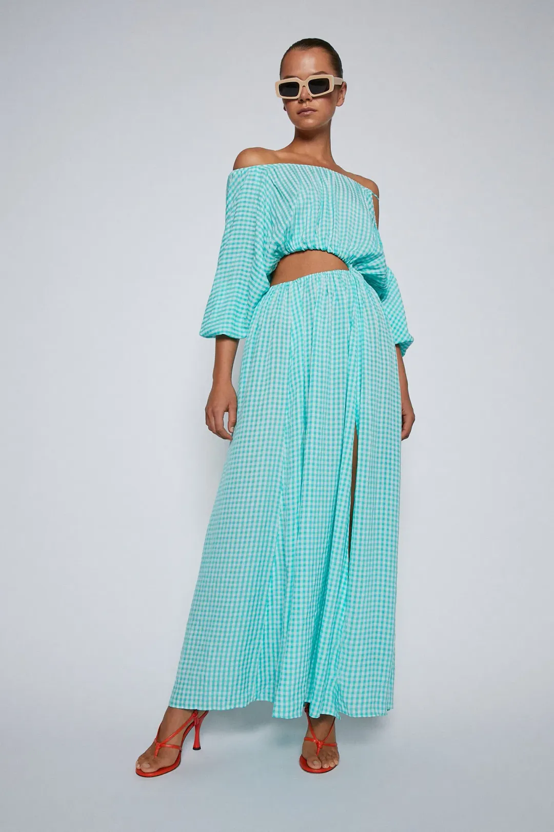 Scanlan Theodore Gingham Drawstring Dress Mint Size S / AU 8 for rent on The Volte - main image