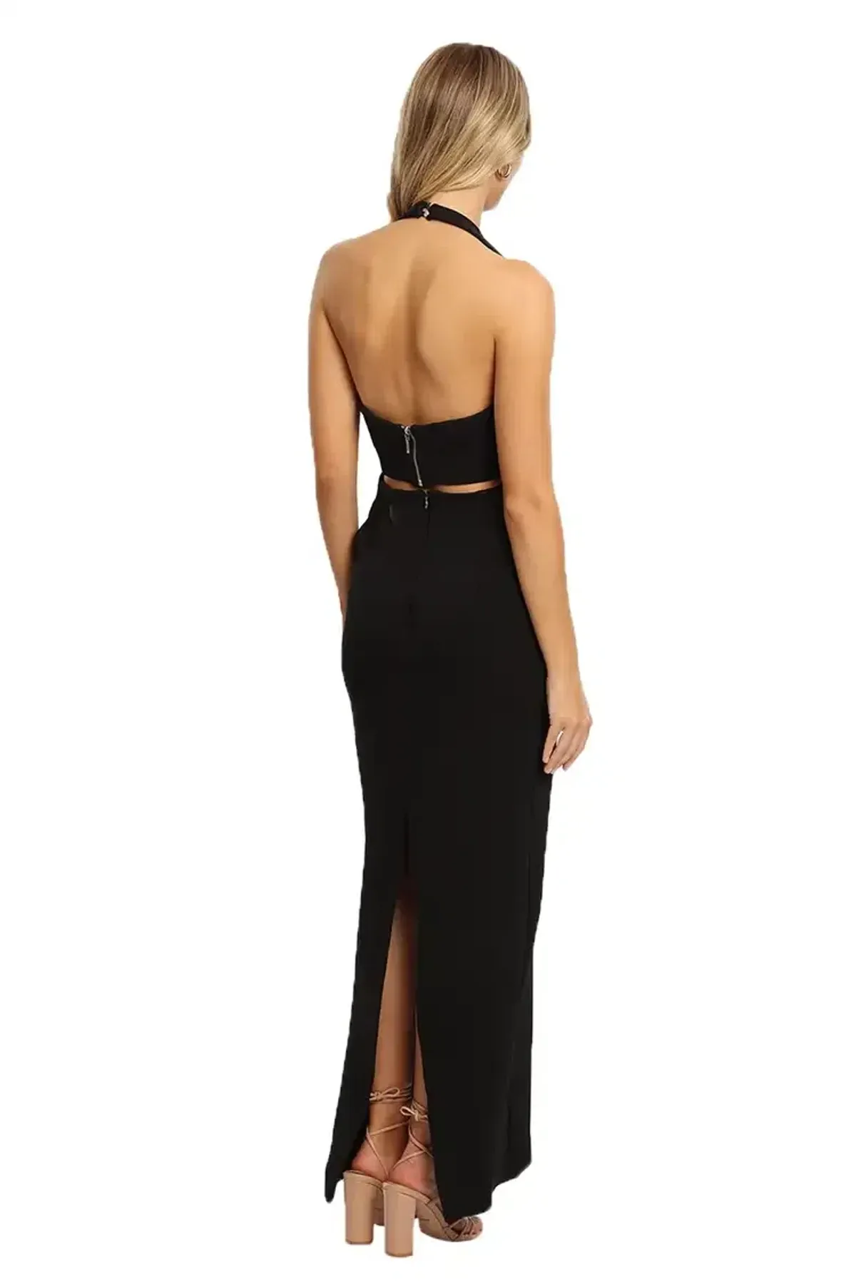 Nicholas Bandage Halter Plunge Gown in Black Size 10 - Image 3