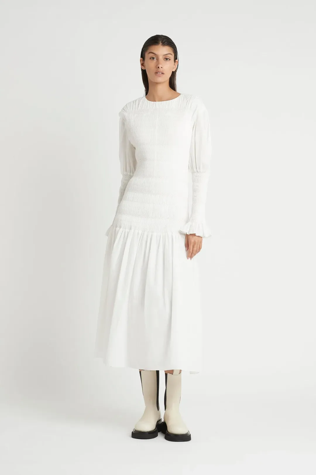 Sir The Label Cecil Long Sleeve Midi Dress White Size 0/Au 6 for rent on The Volte - main image
