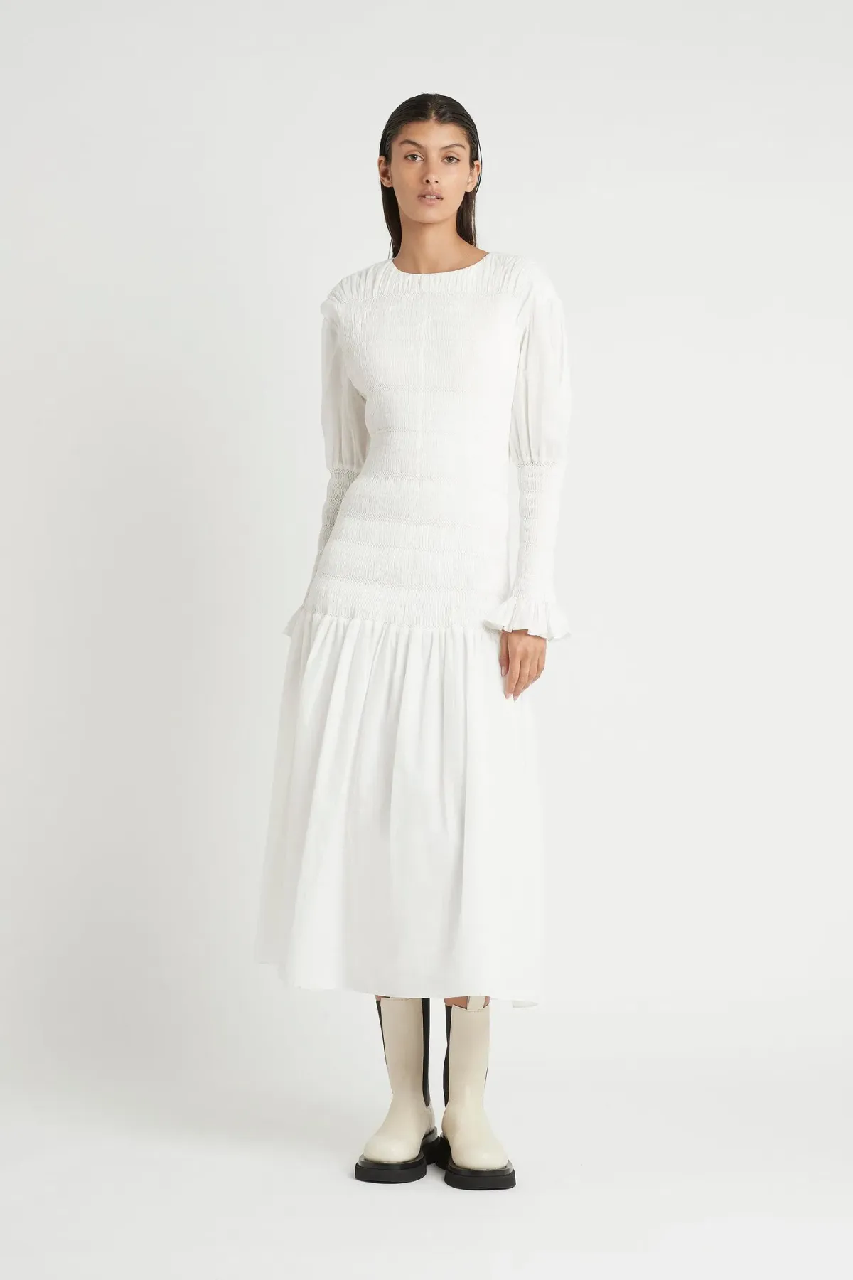Sir The Label Cecil Long Sleeve Midi Dress White Size 0/Au 6 for rent on The Volte - main image