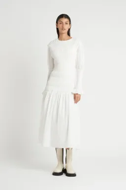Sir The Label Cecil Long Sleeve Midi Dress White Size 0/Au 6 for rent on The Volte - image 1