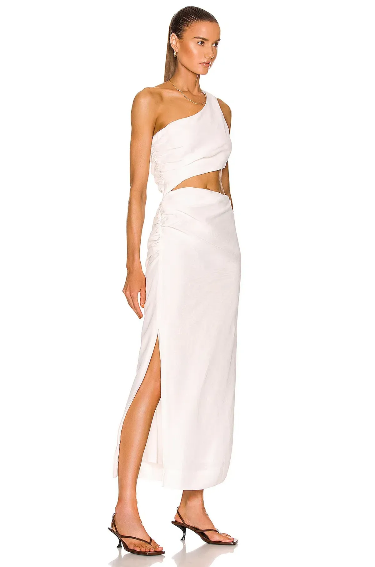 Sir The Label Clemence One Shoulder Midi Dress Ivory Size 0/AU 6 - Image 3