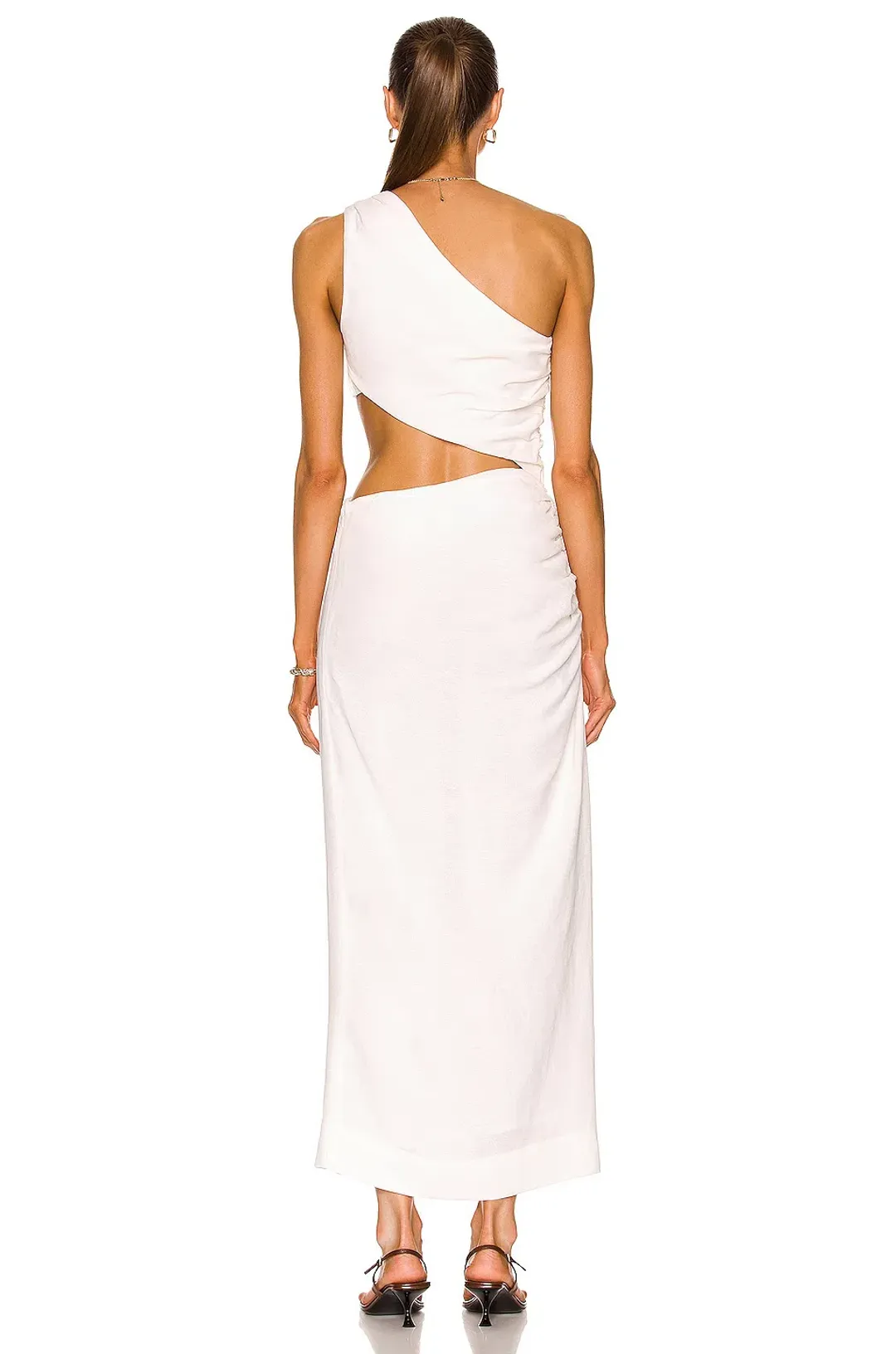Sir The Label Clemence One Shoulder Midi Dress Ivory Size 0/AU 6 for rent on The Volte - main image