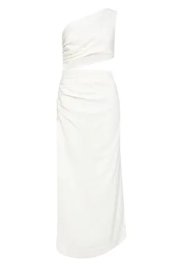 Sir The Label Clemence One Shoulder Midi Dress Ivory Size 0/AU 6 for rent on The Volte - image 5