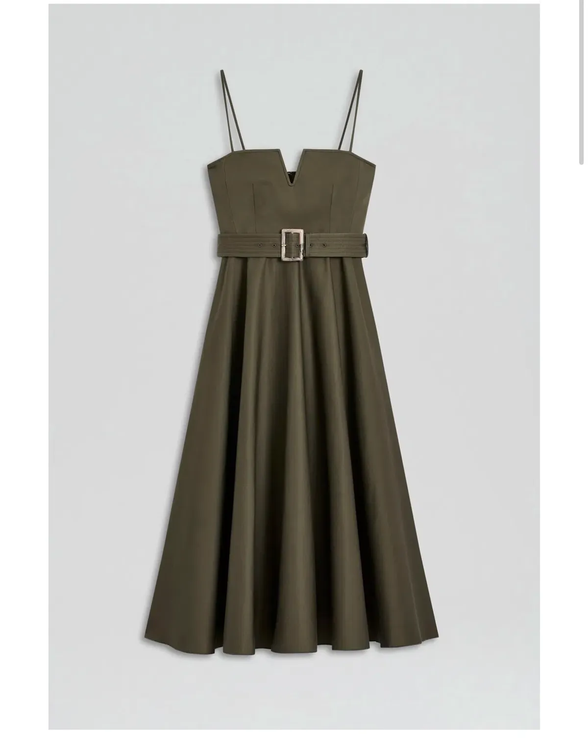 Scanlan Theodore Sateen Resin Trim Dress Khaki Size 10 - Image 4