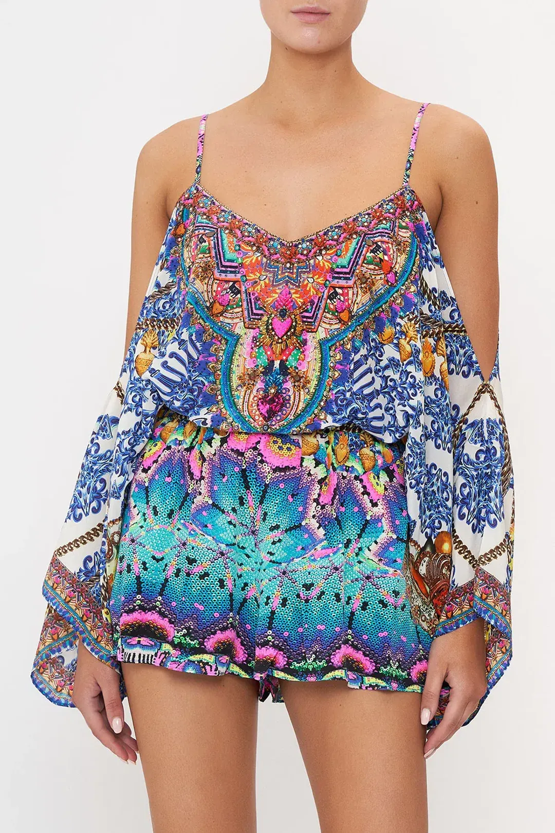 Camilla Drop Shoulder Playsuit Lucky Charms Size S/ Au 10 for rent on The Volte - main image