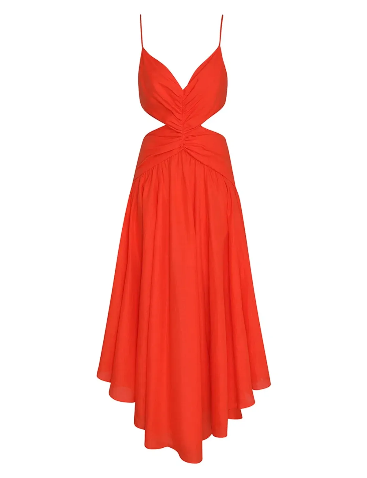 Zimmerman Raie Plunge Cut Out Midi Dress in Tangerine Size 8 - Image 4