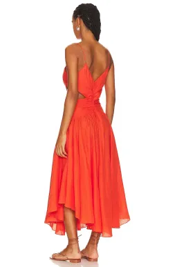 Zimmerman Raie Plunge Cut Out Midi Dress in Tangerine Size 8 for rent on The Volte - image 3