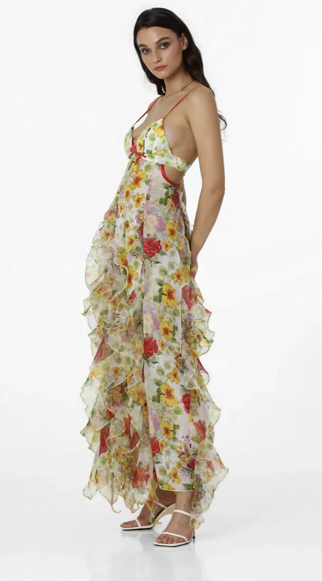 Menti Santorini Baroque Flower Maxi Dress Multi Floral Size S / AU 8 for rent on The Volte - main image