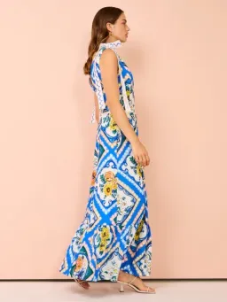 By Nicola - Adoncia Tie Shoulder Maxi Dress In Azure Floral - Size 8 for rent on The Volte - image 2