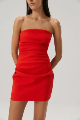 Misha Alston Bonded Crepe Mini Dress Flame Red Size 10/M for rent on The Volte - image 2