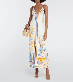 Zimmermann Halcyon Slip Midi Dress Orange Blue Floral Size 0 / AU 8 for rent on The Volte - image 1