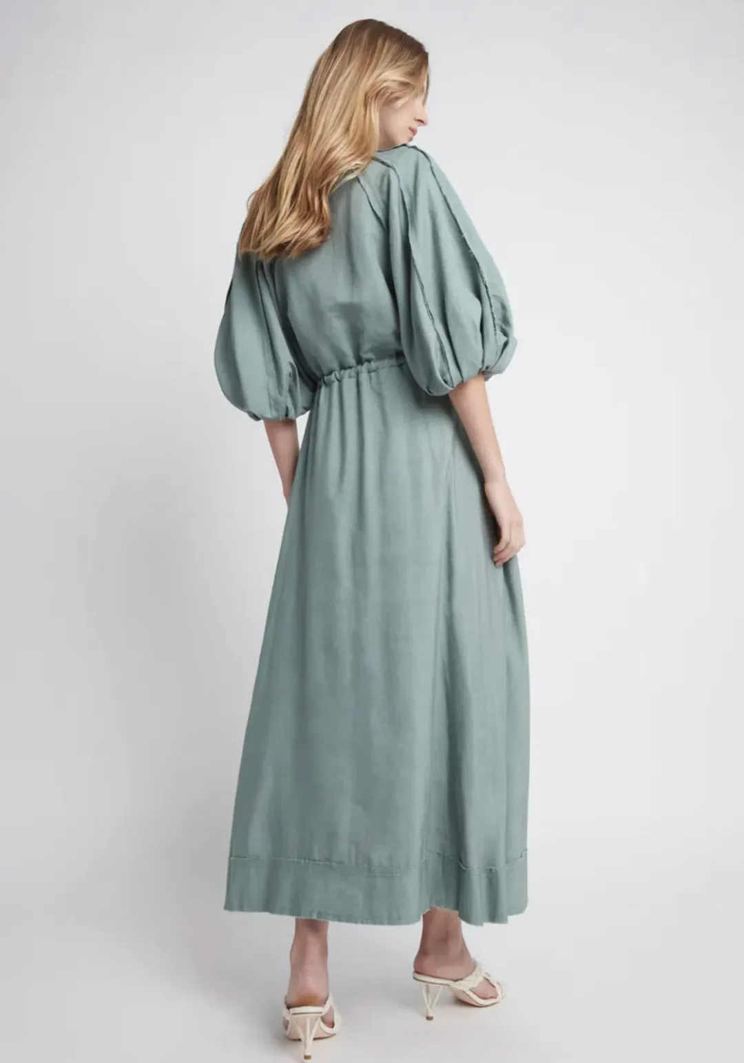 Aje Bonjour Belted Shirt Midi Dress Green Size 16 for rent on The Volte - main image