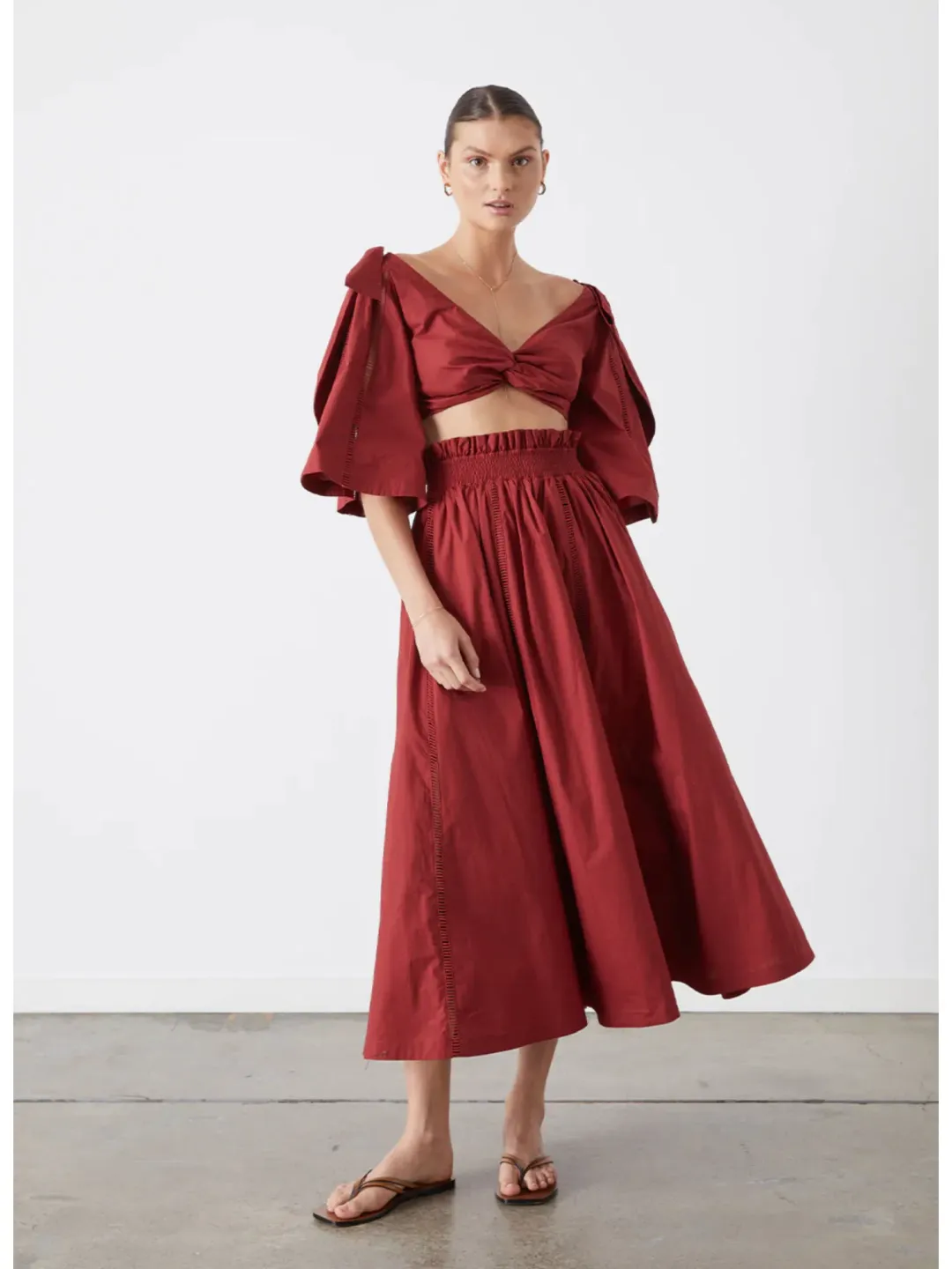 Joslin Studio Hollie Organic Cotton Crop Top + Skirt set Size 8 for rent on The Volte - main image