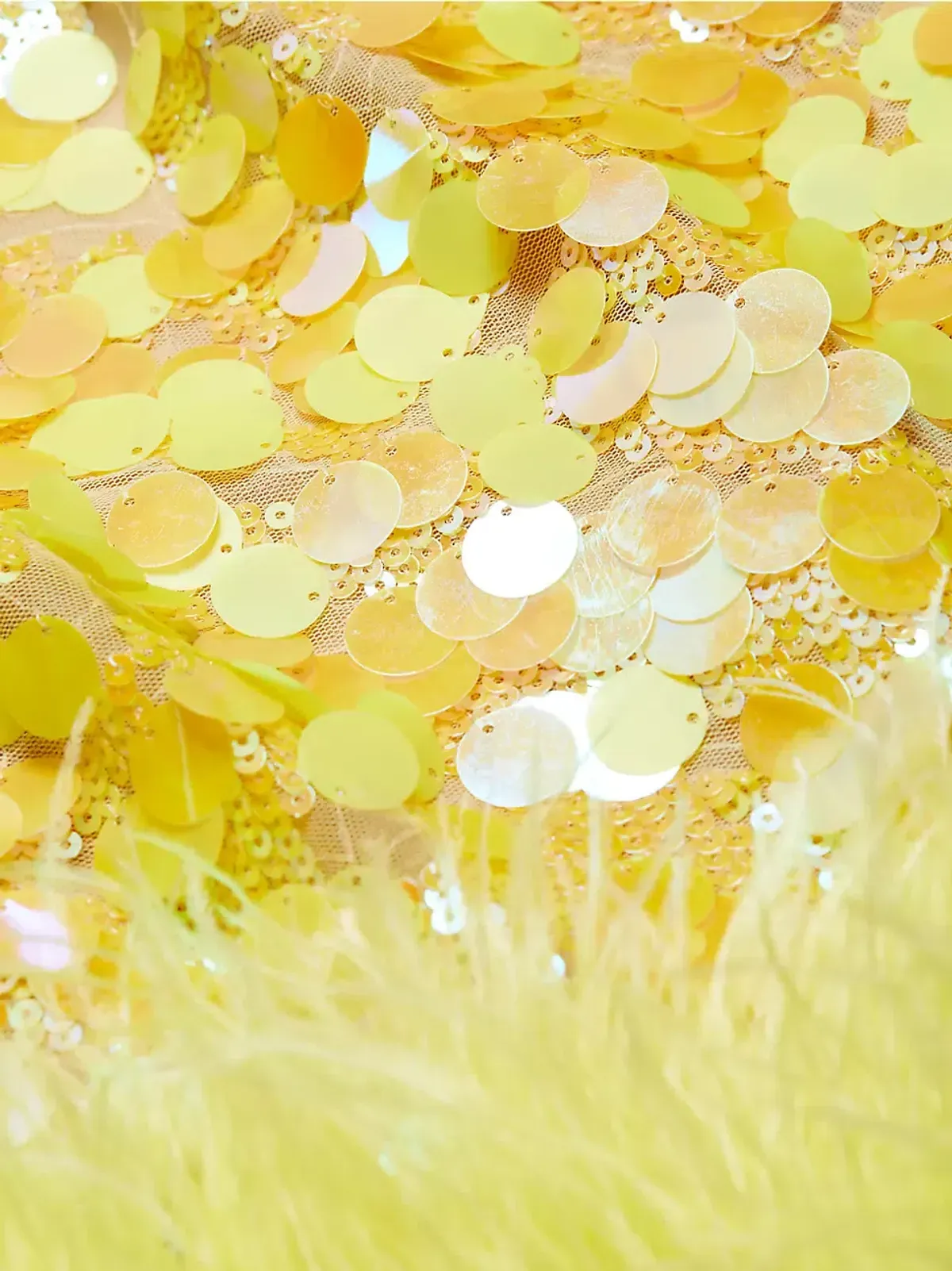 Bronx and Banco Izzy Sequin & Feather Mini Dress Yellow Size AU 6 - Image 6