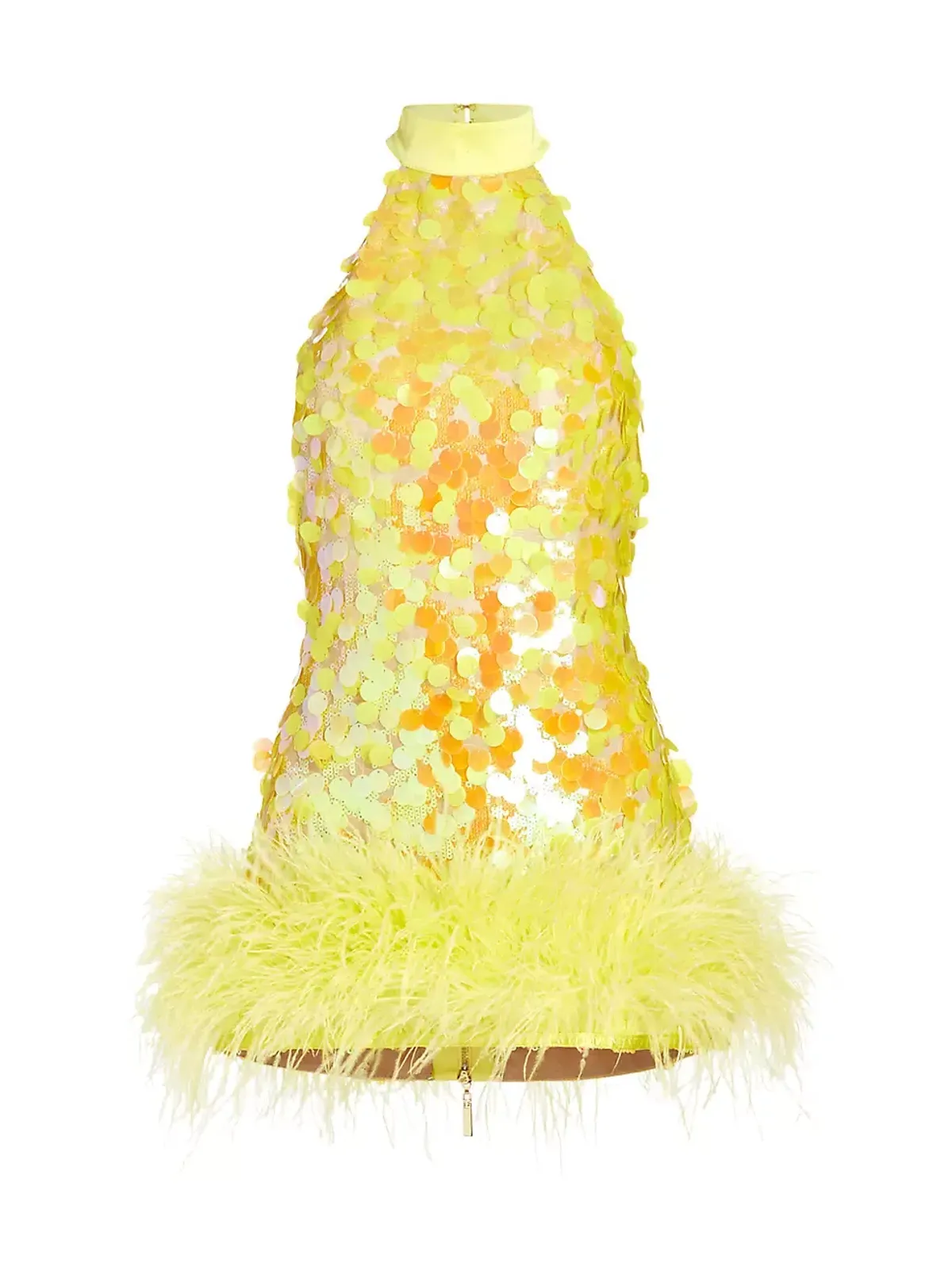 Bronx and Banco Izzy Sequin & Feather Mini Dress Yellow Size AU 6 - Image 7