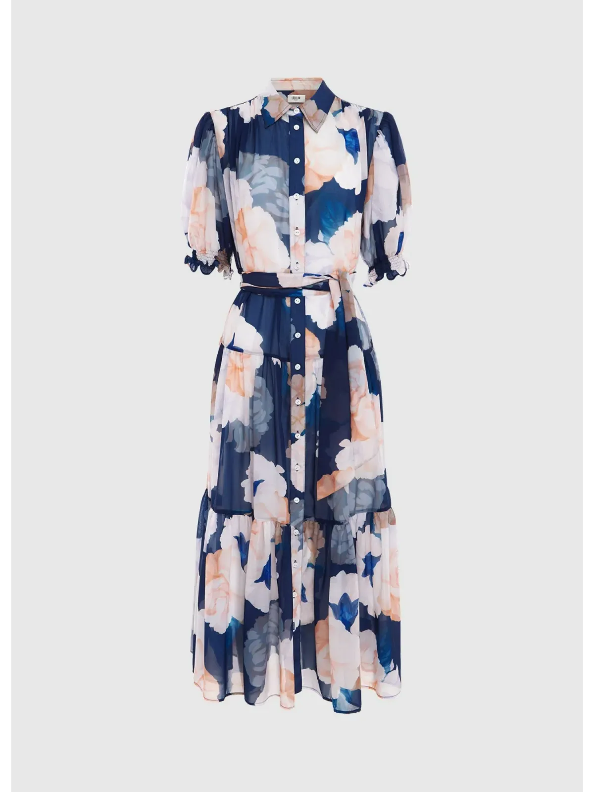 Leo Lin Ellie Bishop Sleeve Midi Dress Rosebud Print in Navy Size AU 16 - Image 4