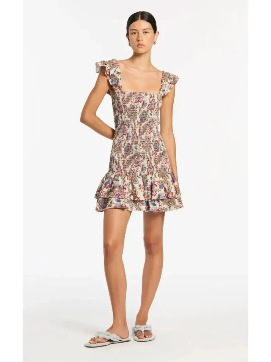 Sir The Label Bettina Shirred Mini Dress Wiltshire Floral Size 1 / AU 8 for rent on The Volte - main image