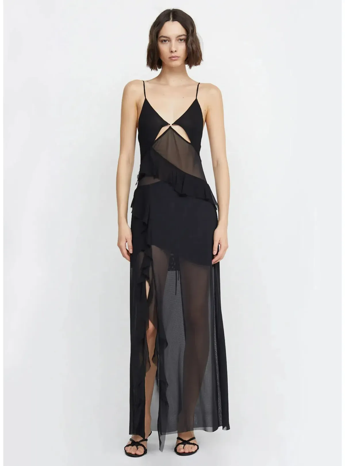 Bec & Bridge Aurelie Strap Frill Maxi Dress Black Size AU 8 - Image 1