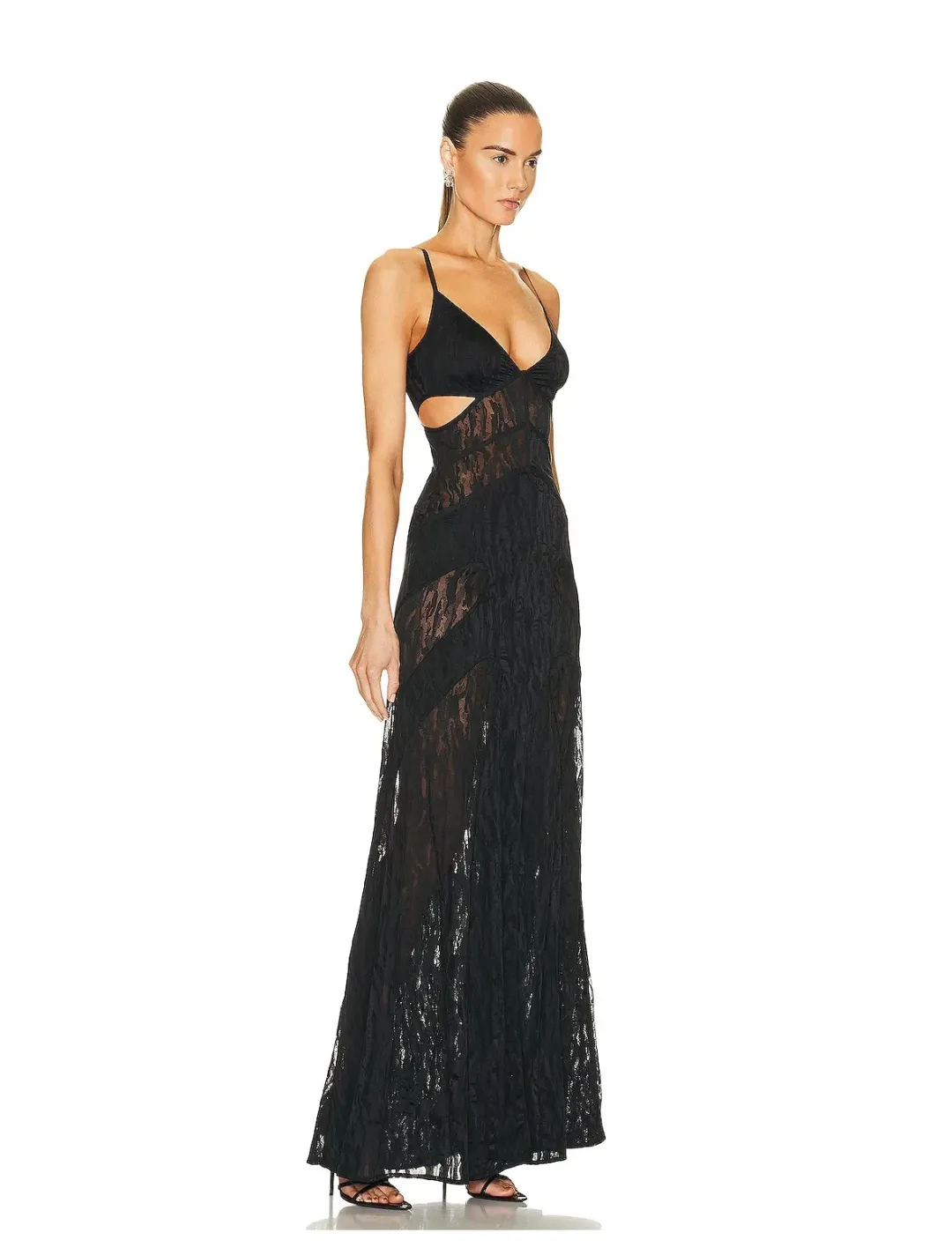 Dion Lee Fork Frame Leaf Dress Black Size 12 for rent on The Volte - main image