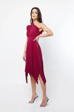 Mossman Lady Like Midi Dress in Deep Red Size 10 for rent on The Volte - image 2