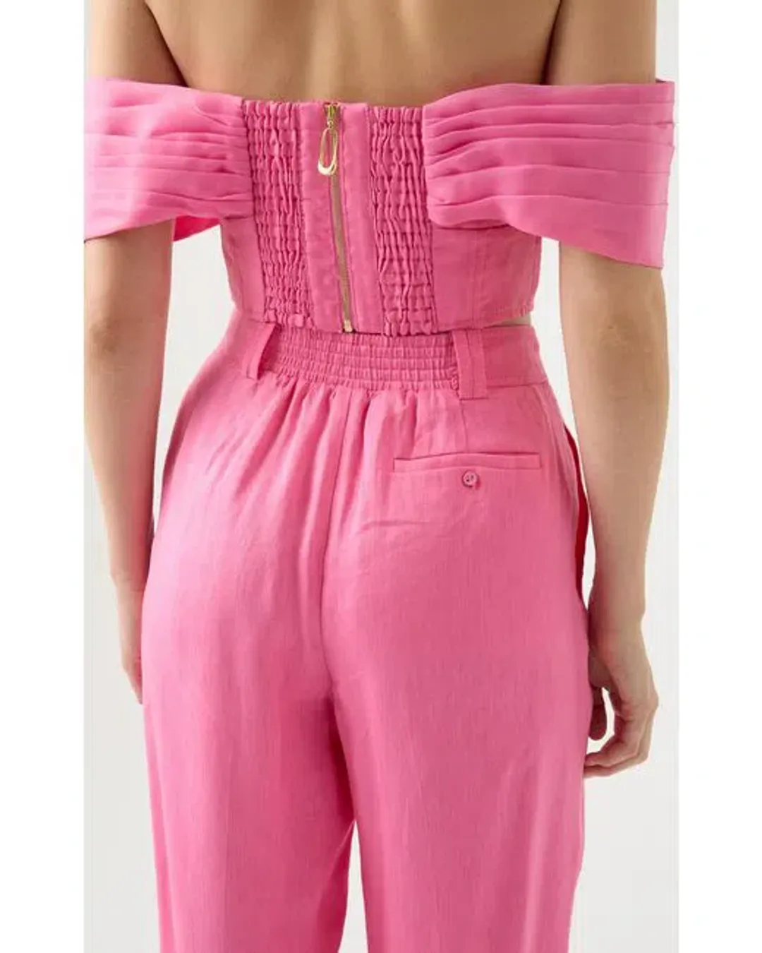 Aje Cordelia Corset Top with Matching Tailored Pants Pink Size 8 for rent on The Volte - main image