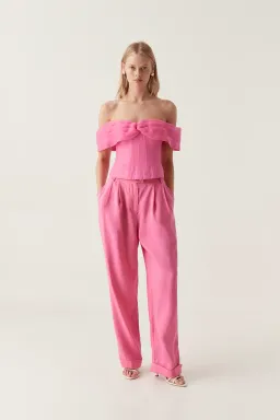 Aje Cordelia Corset Top with Matching Tailored Pants Pink Size 8 for rent on The Volte - image 1