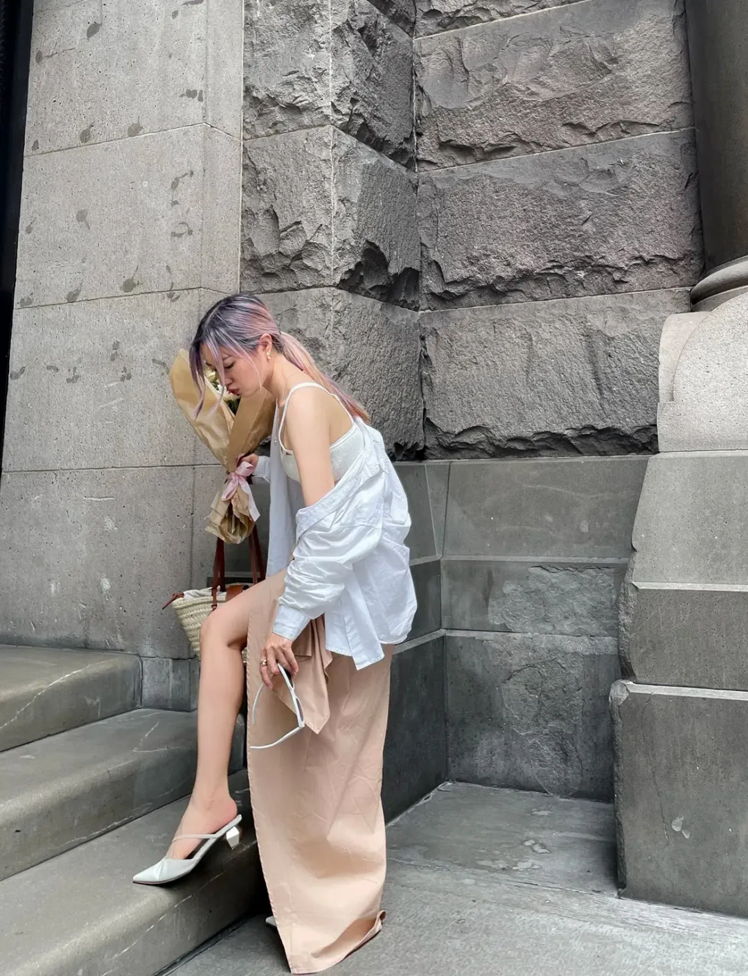 Andrea Iyamah Halima Wrap Poplin Maxi Skirt Beige Size XS / AU 6 for rent on The Volte - main image