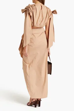 Andrea Iyamah Halima Wrap Poplin Maxi Skirt Beige Size XS / AU 6 for rent on The Volte - image 2
