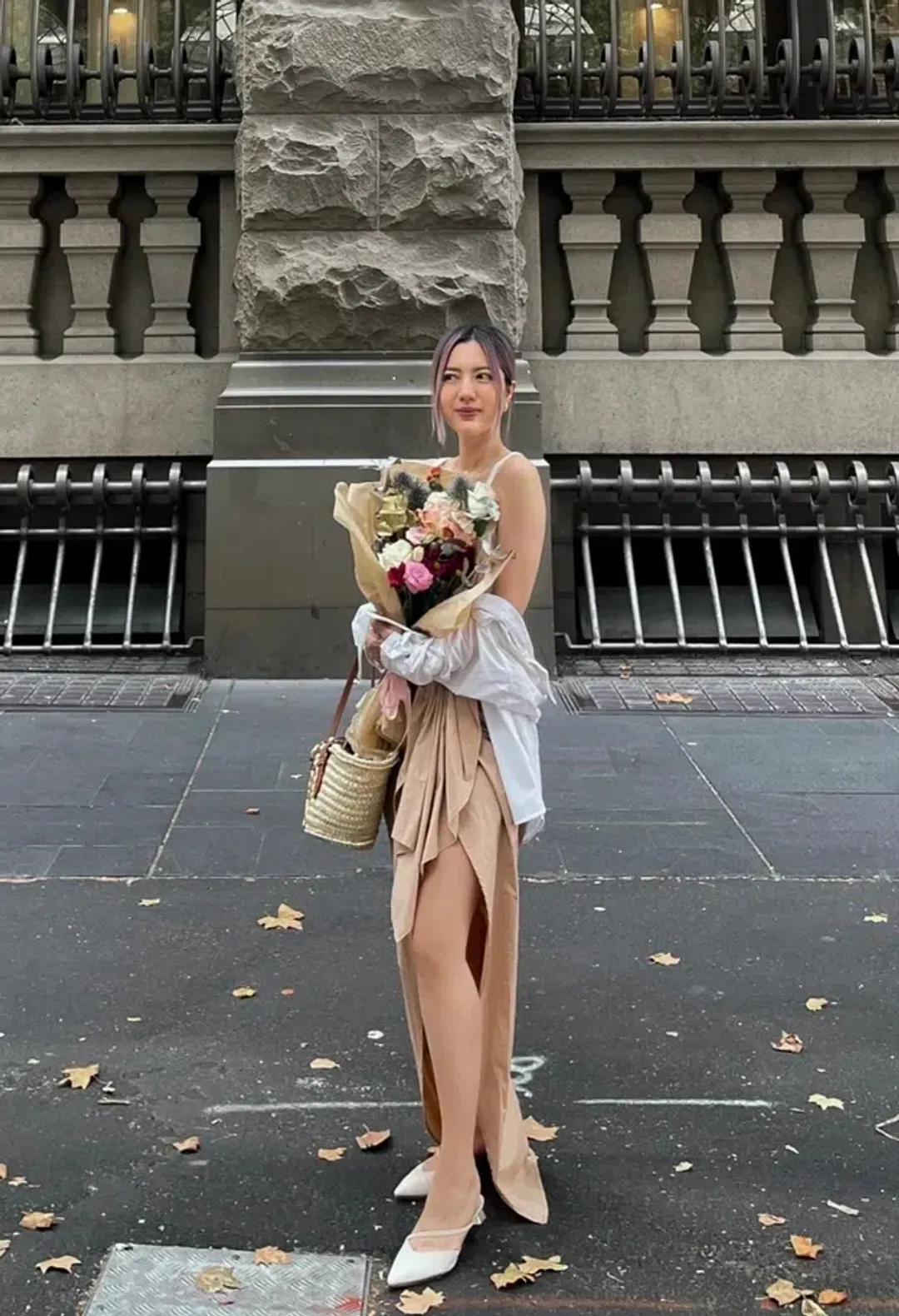 Andrea Iyamah Halima Wrap Poplin Maxi Skirt Beige Size XS / AU 6 for rent on The Volte - main image