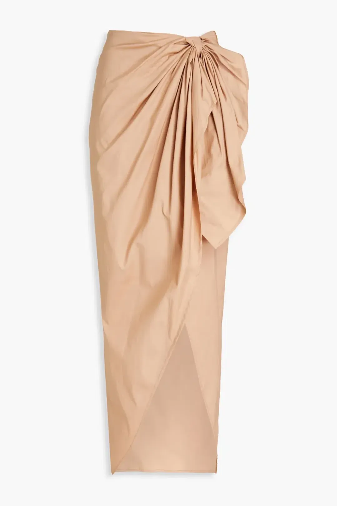 Andrea Iyamah Halima Wrap Poplin Maxi Skirt Beige Size XS / AU 6 for rent on The Volte - main image
