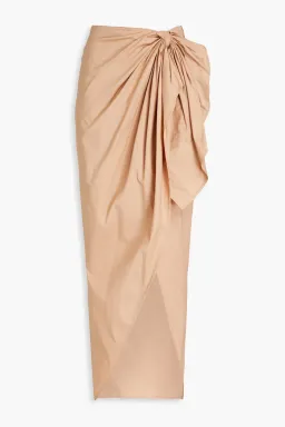 Andrea Iyamah Halima Wrap Poplin Maxi Skirt Beige Size XS / AU 6 for rent on The Volte - image 3