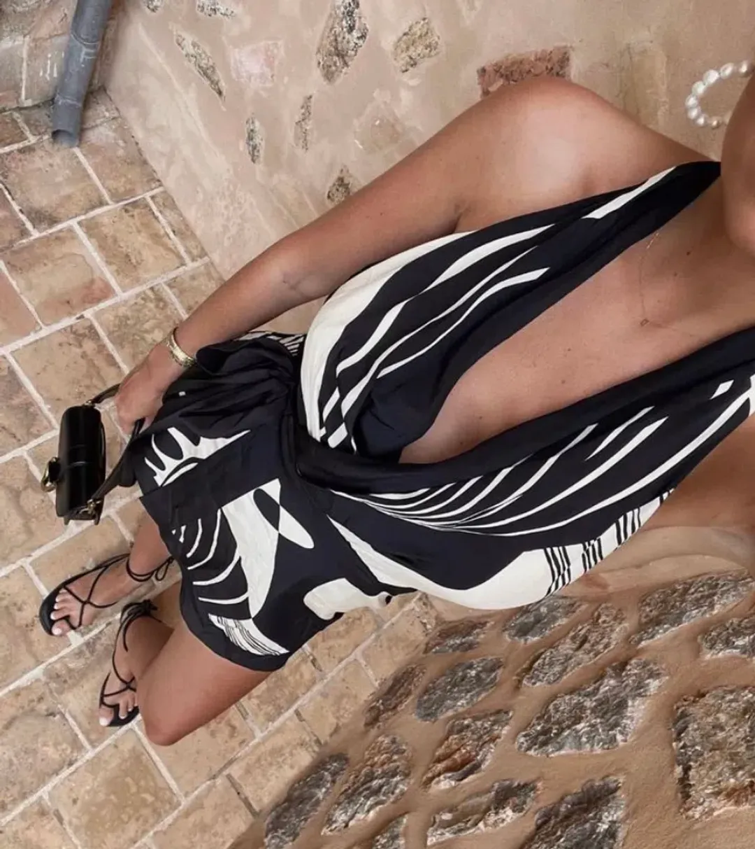 SIR the Label Realisme Wrap Halter Mini Dress - 2 for rent on The Volte - main image