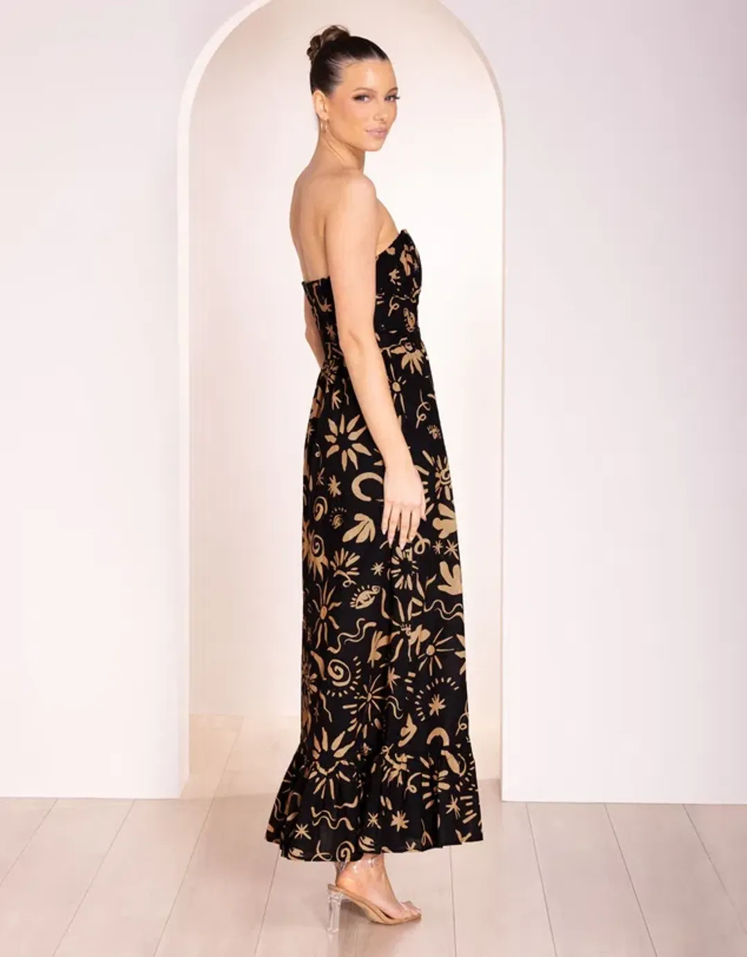 Pilgrim Raegan Strapless Midi Dress Print Size 18 for rent on The Volte - main image