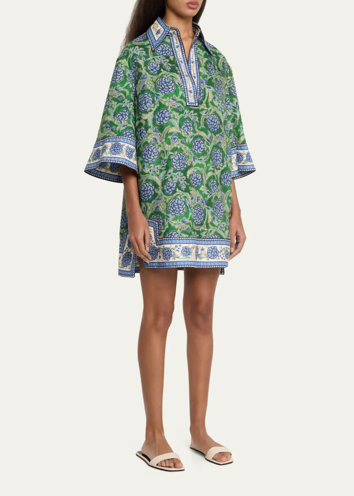 Zimmermann The Junie Tunic Dress in Green/Blue Floral Size 2 / AU 12 - Image 2