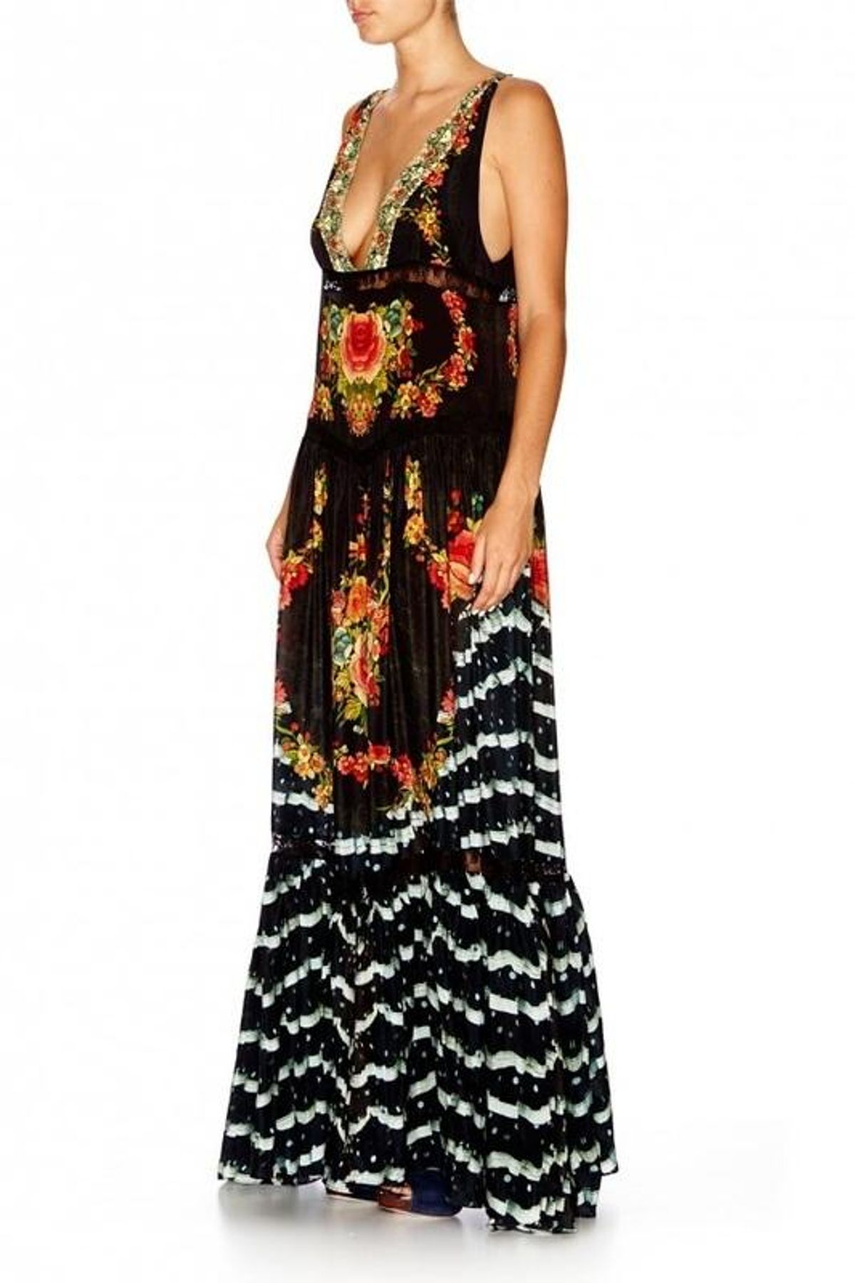 Camilla Lift the Veil Tiered Gathered V-Neck Dress Print Size 8 - Image 3
