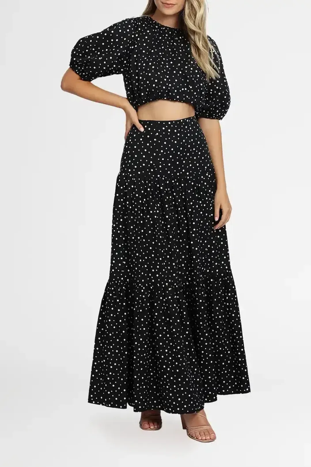Significant Other Poppy Top and Skirt Set in Black Cream Polka Size 12 for rent on The Volte - main image