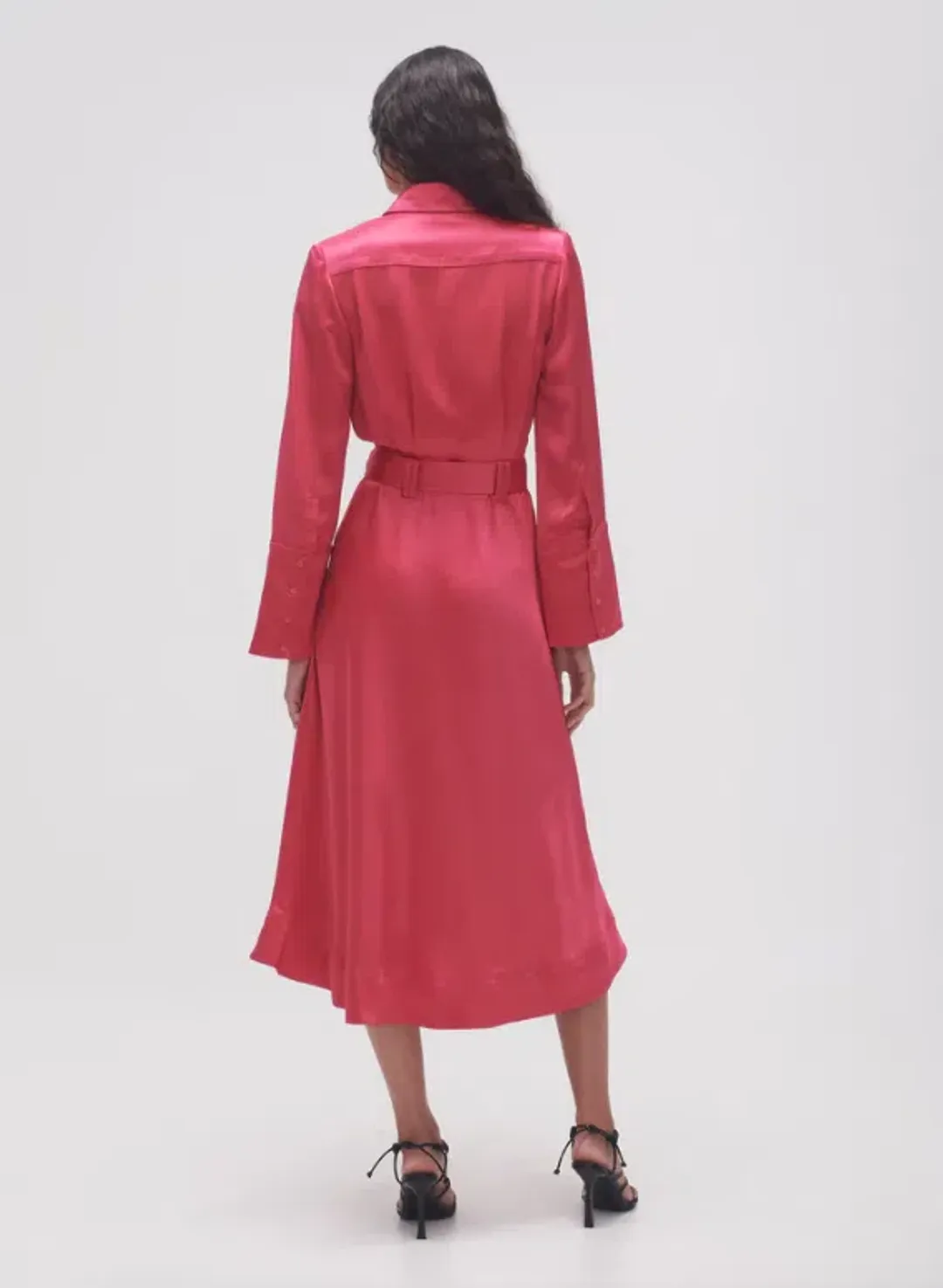 Aje Echo Belted Midi Shirt Dress Pink Size 8 for rent on The Volte - main image