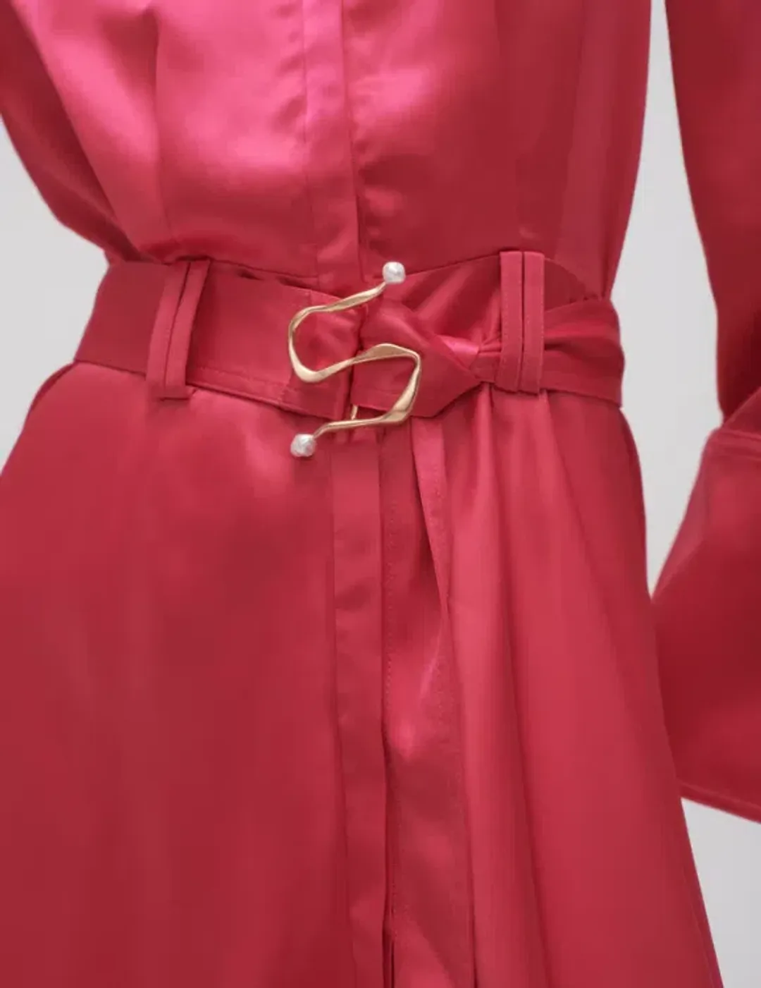 Aje Echo Belted Midi Shirt Dress Pink Size 8 for rent on The Volte - main image